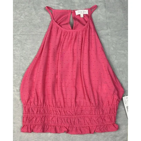 Love & Piece Women’s Size XL Sleeveless Halter Elastic Waist Top Pink - Picture 2 of 10